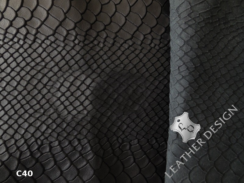 Skora naturalna licowa czarna na kurtkę_ skóra naturalna odziezowa czarna z delikatną fakturą- Skora naturalna czarna z fakturą w Leather-design.eu