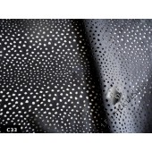  Skóra naturalna cienka czarna wycinana laserowo z przeznaczeniem na bluzki, tuniki , sukienki wykończenia odzieży i inne. Grubość skóry 0,55mm. Leather-design.pl